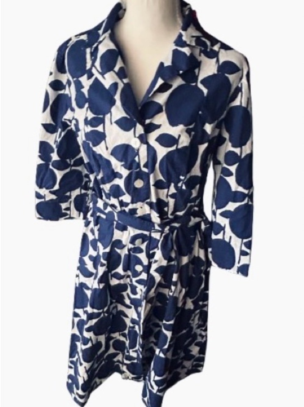 Size 10L BODEN Tall Riviera Shirt Dress Floral Aline Belted Cottagecore Cotton